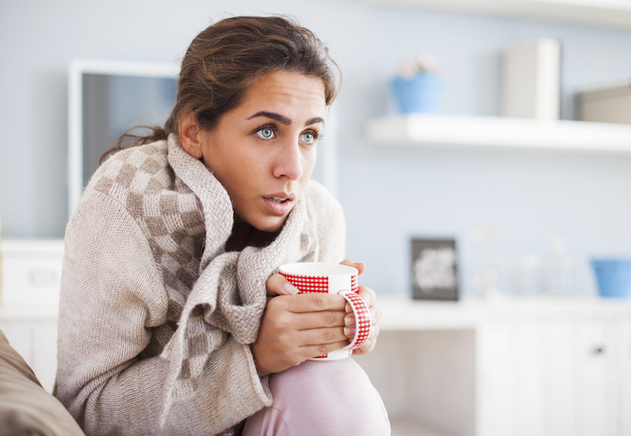 Woman feeling cold